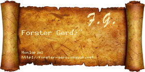 Forster Gerő névjegykártya